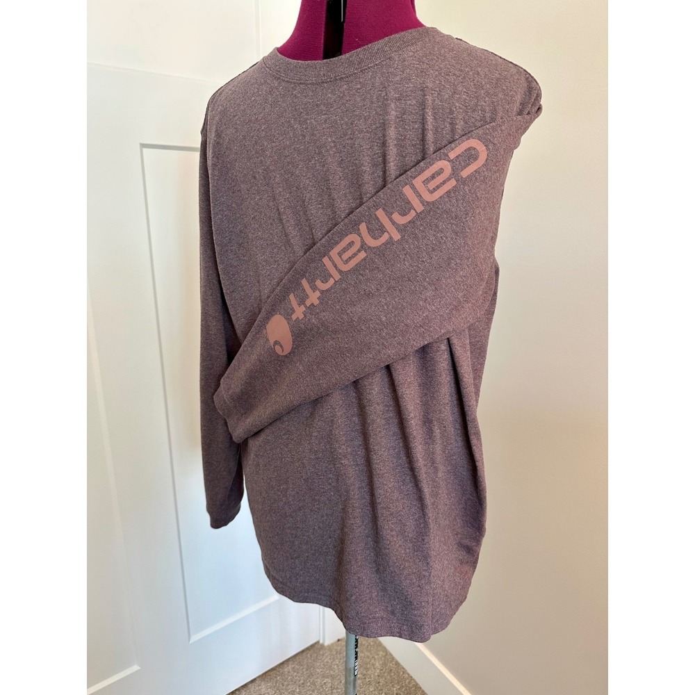 Carhartt Womens XL Loose Fit Long Sleeve Graphic T-Shirt Heather Mauve TK0231-W